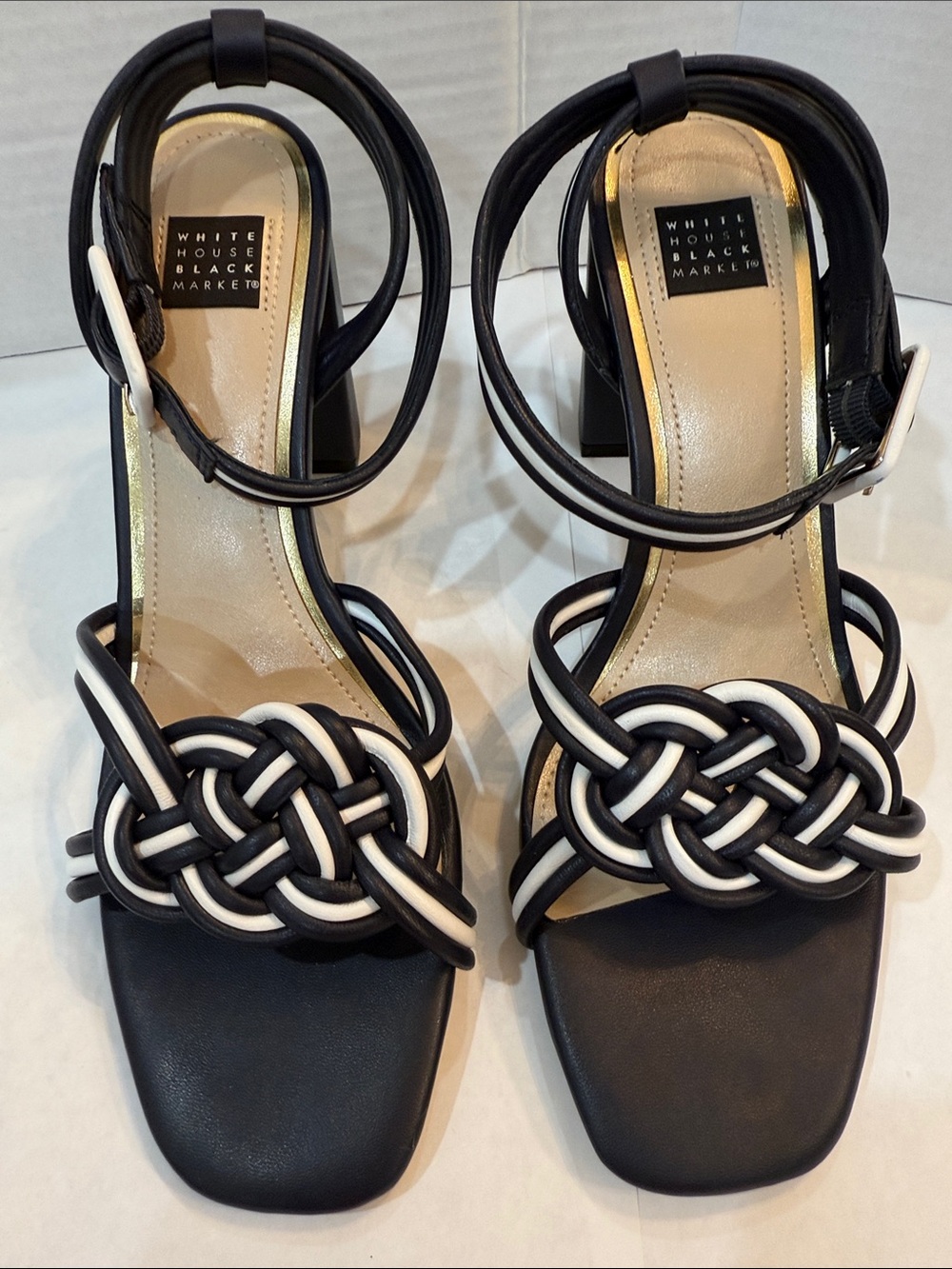 White House Black Market Nova Mixed Knot High Heels WHBM Size 8.5M Blue NIB - Picture 12 of 16